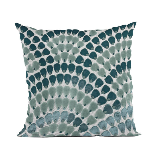 Plutus Sea Whisper Abstract Green Navy Velvet Luxury Throw Pillow - Plutus Brands