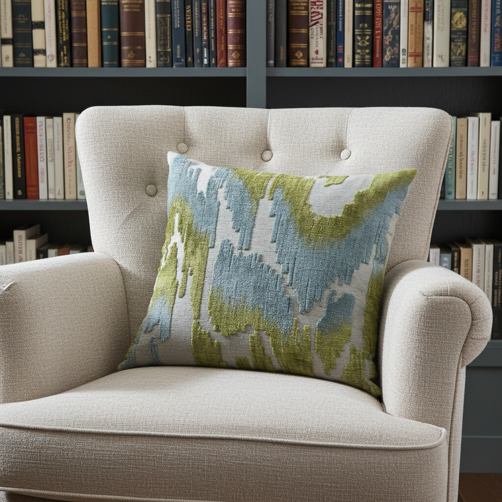 Plutus Velvet Glamour Blue, Citrine, Cream Handmade Luxury Pillow