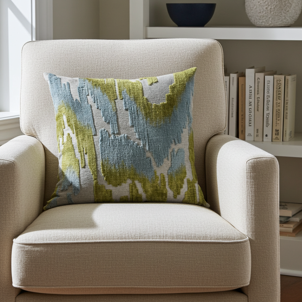 Plutus Velvet Glamour Blue, Citrine, Cream Handmade Luxury Pillow