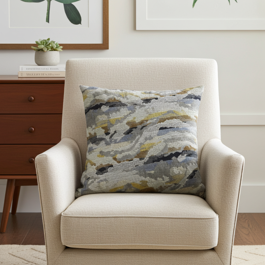 Plutus Velvet Crest Black, Gray, Citrine Handmade Luxury Pillow