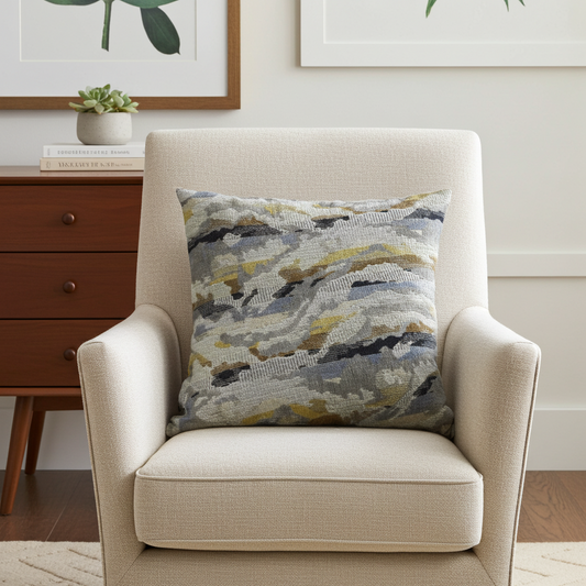 Plutus Velvet Crest Black, Gray, Citrine Handmade Luxury Pillow