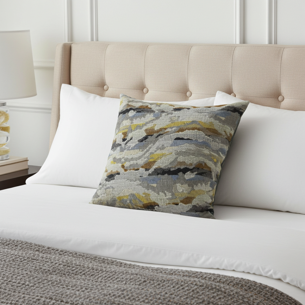 Plutus Velvet Crest Black, Gray, Citrine Handmade Luxury Pillow