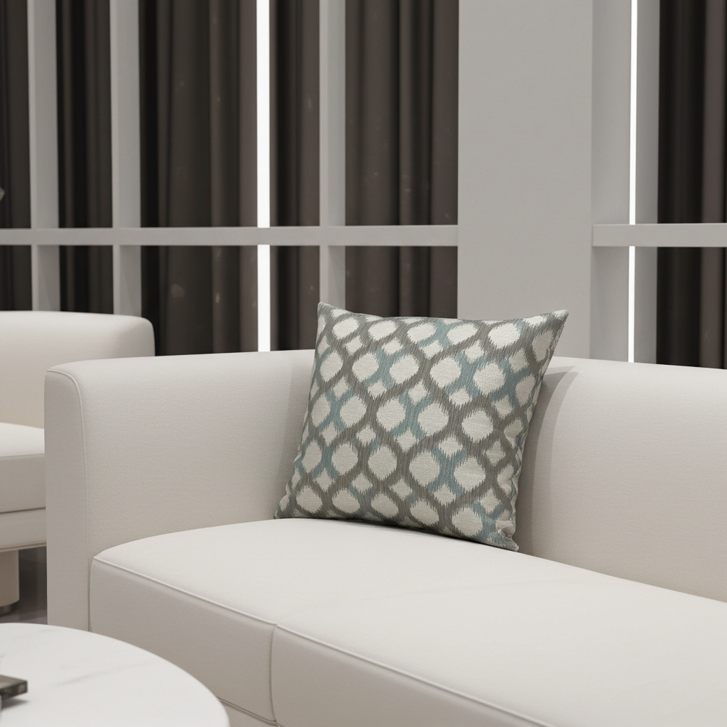 Plutus Ikat Dream Blue, Black, Cream Handmade Luxury Pillow