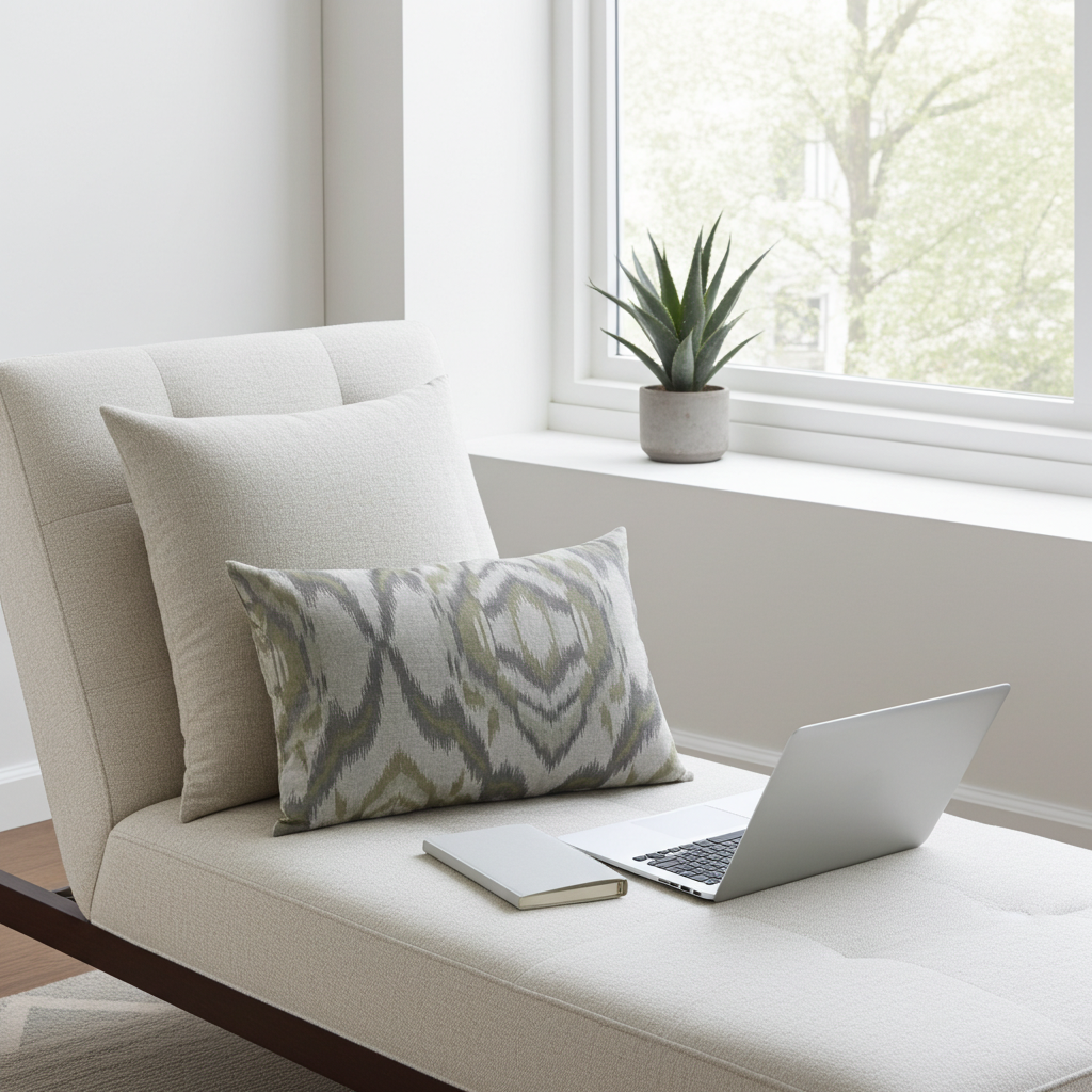 Plutus Ikat Dream Gray, Citrine Handmade Luxury Pillow