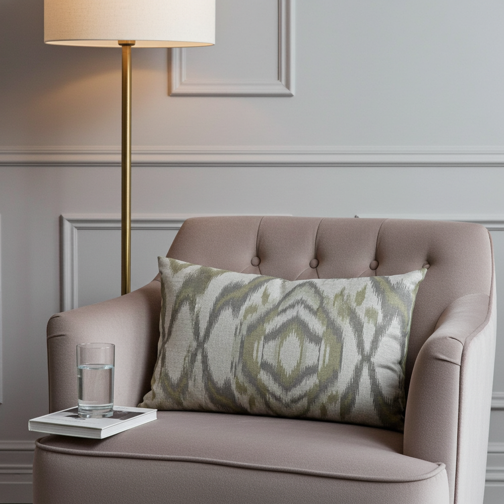 Plutus Ikat Dream Gray, Citrine Handmade Luxury Pillow