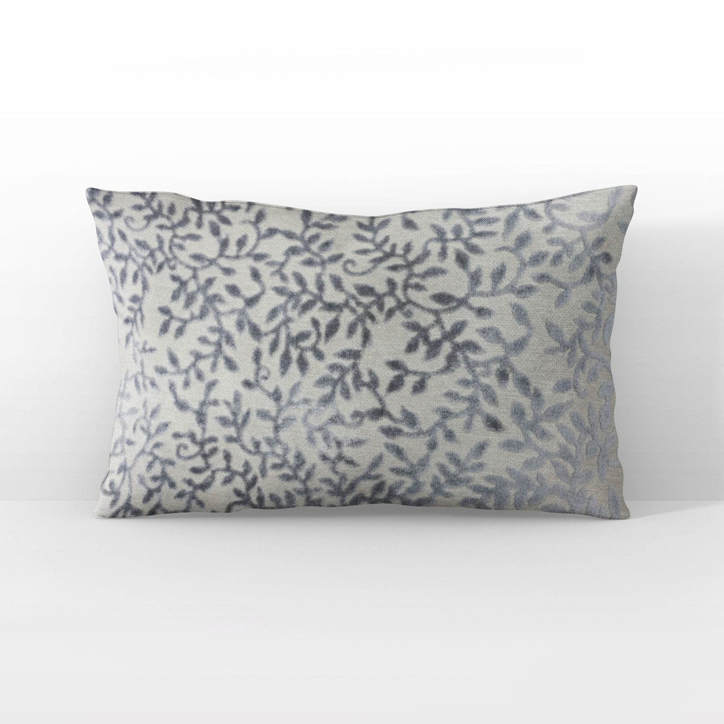 Plutus Grey Silver Whispering Vines Floral Luxury Throw Pillow - Plutus Brands