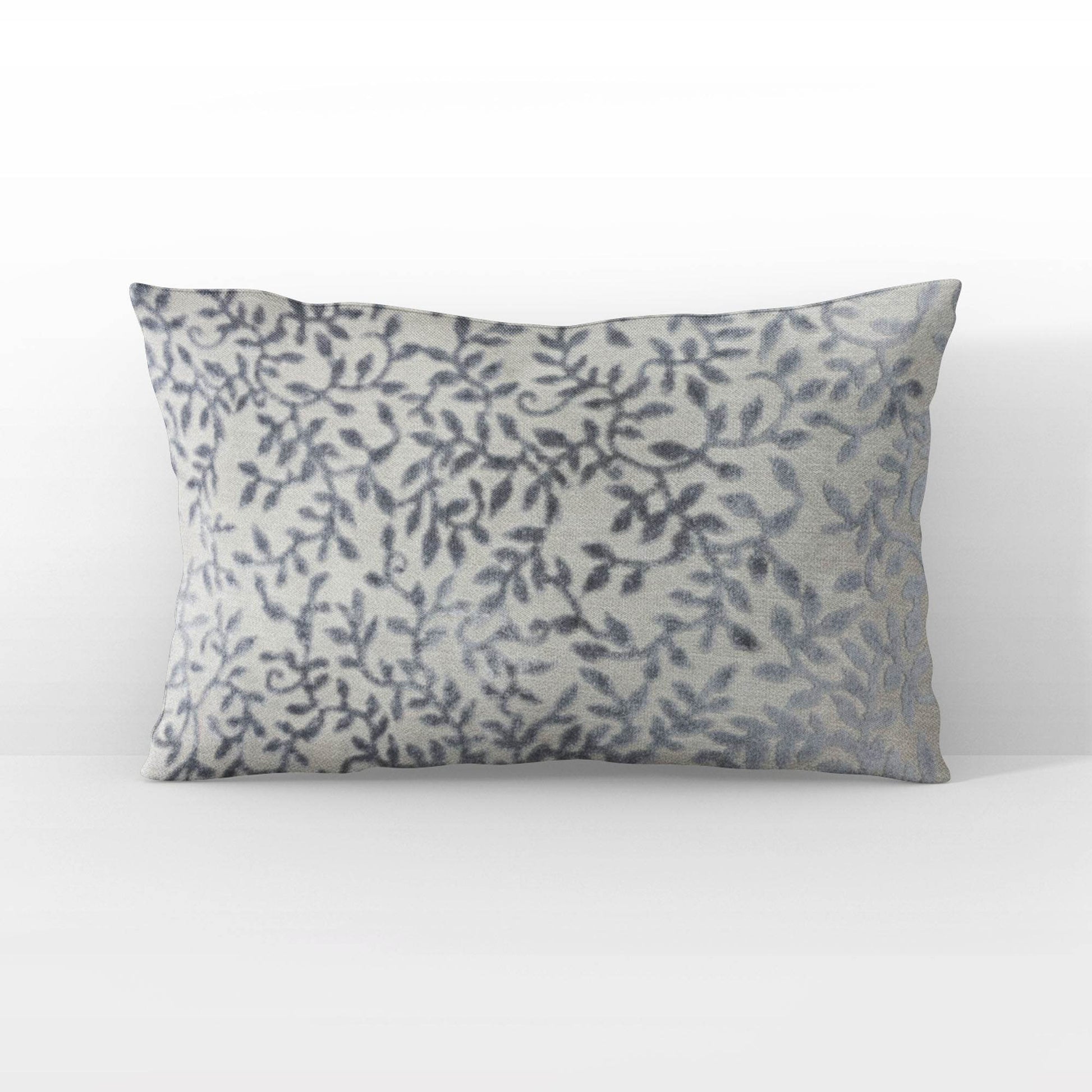 Plutus Grey Silver Whispering Vines Floral Luxury Throw Pillow - Plutus Brands
