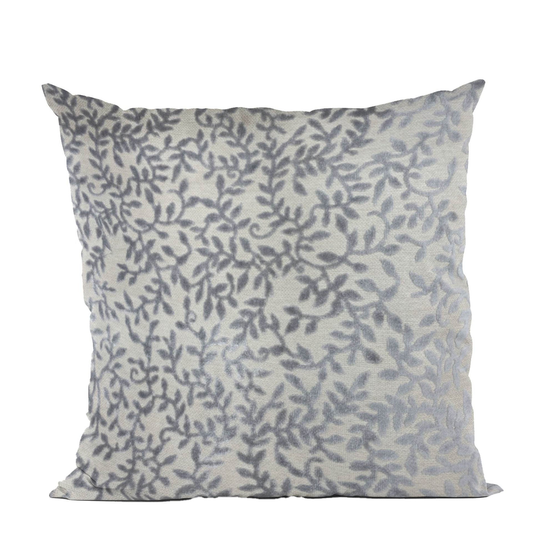 Plutus Grey Silver Whispering Vines Floral Luxury Throw Pillow - Plutus Brands