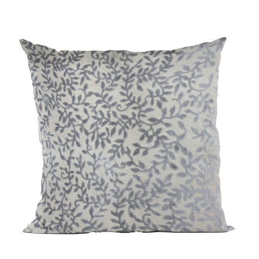 Plutus Grey Silver Whispering Vines Floral Luxury Throw Pillow - Plutus Brands