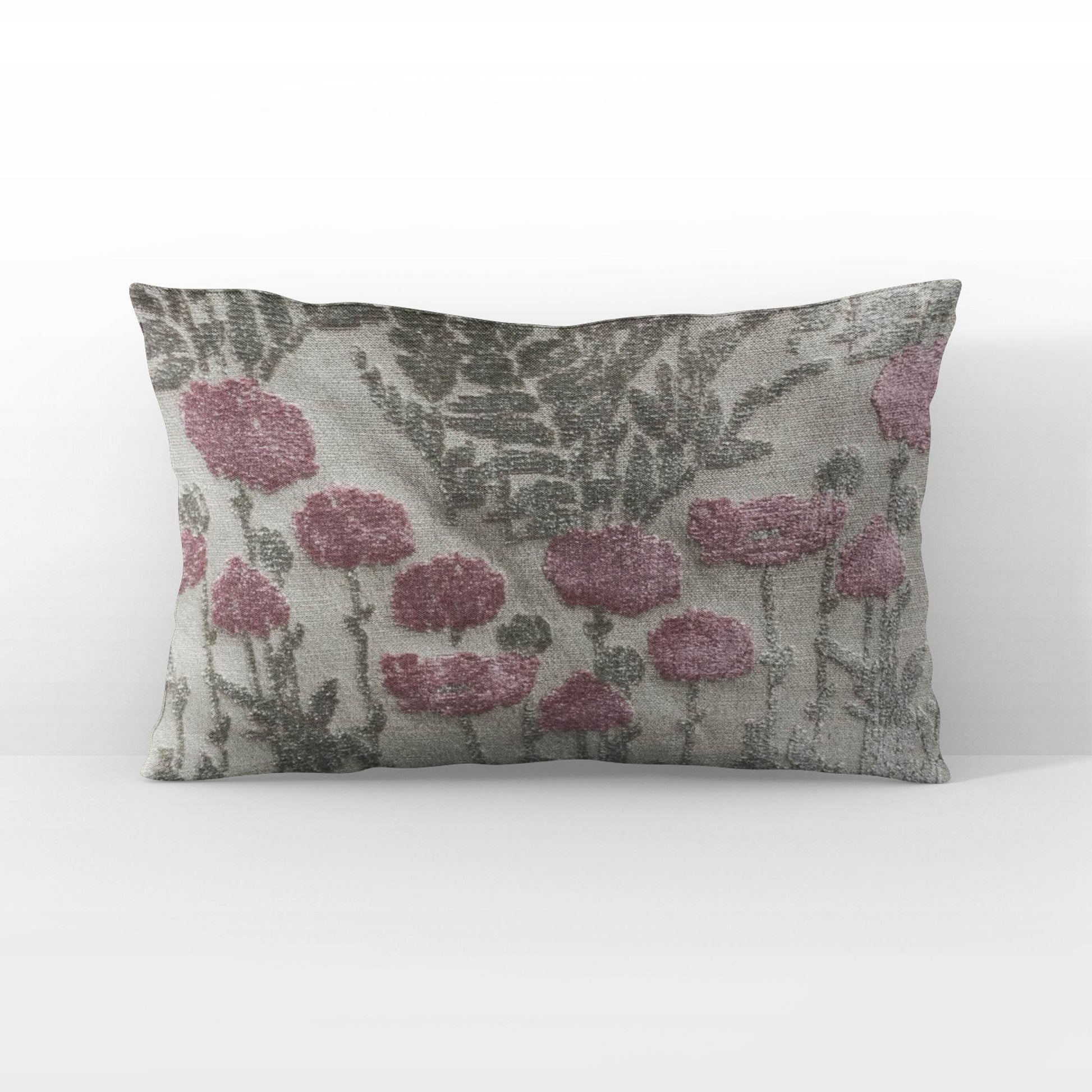 Plutus Enchanted Rose Floral Pink Gray Velvet Luxury Throw Pillow - Plutus Brands