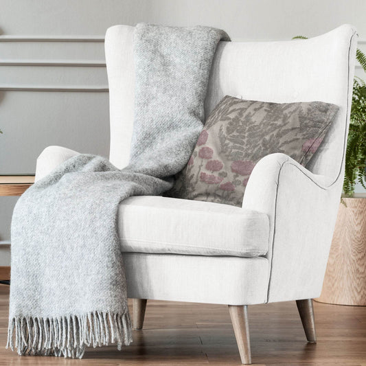 Plutus Enchanted Rose Floral Pink Gray Velvet Luxury Throw Pillow - Plutus Brands