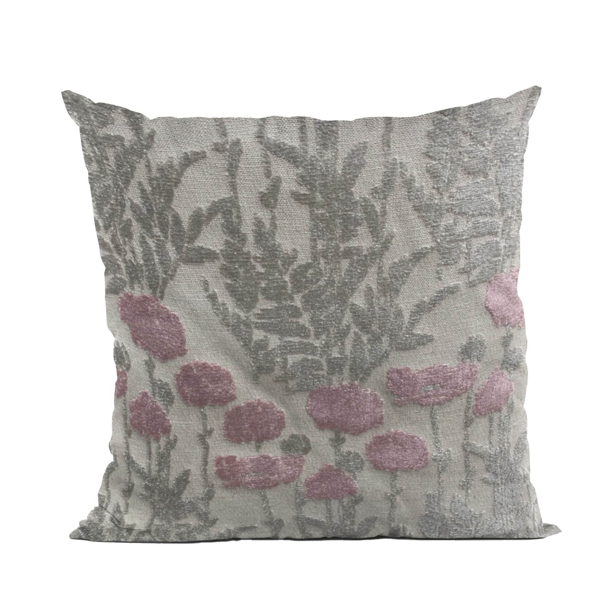 Plutus Enchanted Rose Floral Pink Gray Velvet Luxury Throw Pillow - Plutus Brands