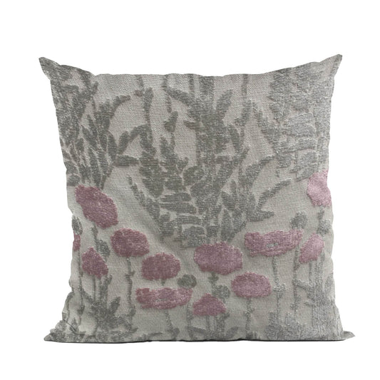 Plutus Enchanted Rose Floral Pink Gray Velvet Luxury Throw Pillow - Plutus Brands