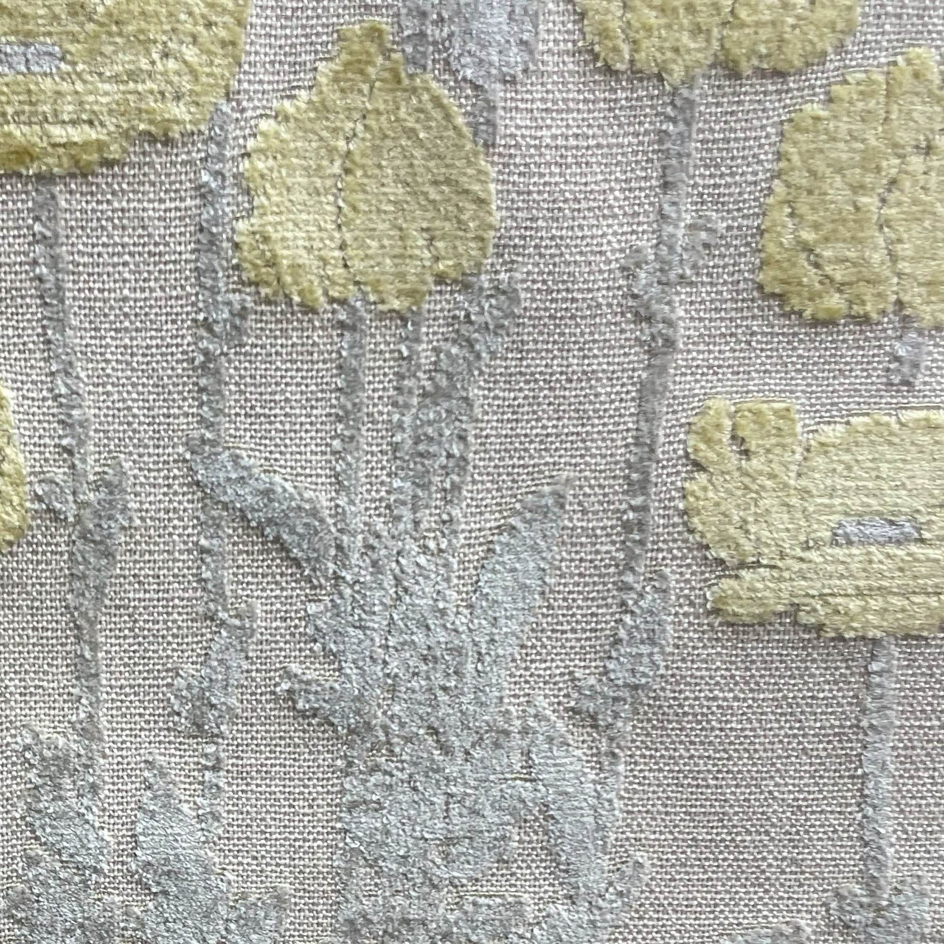 Plutus Enchanted Rose Floral Yellow Gray Velvet Luxury Throw Pillow - Plutus Brands