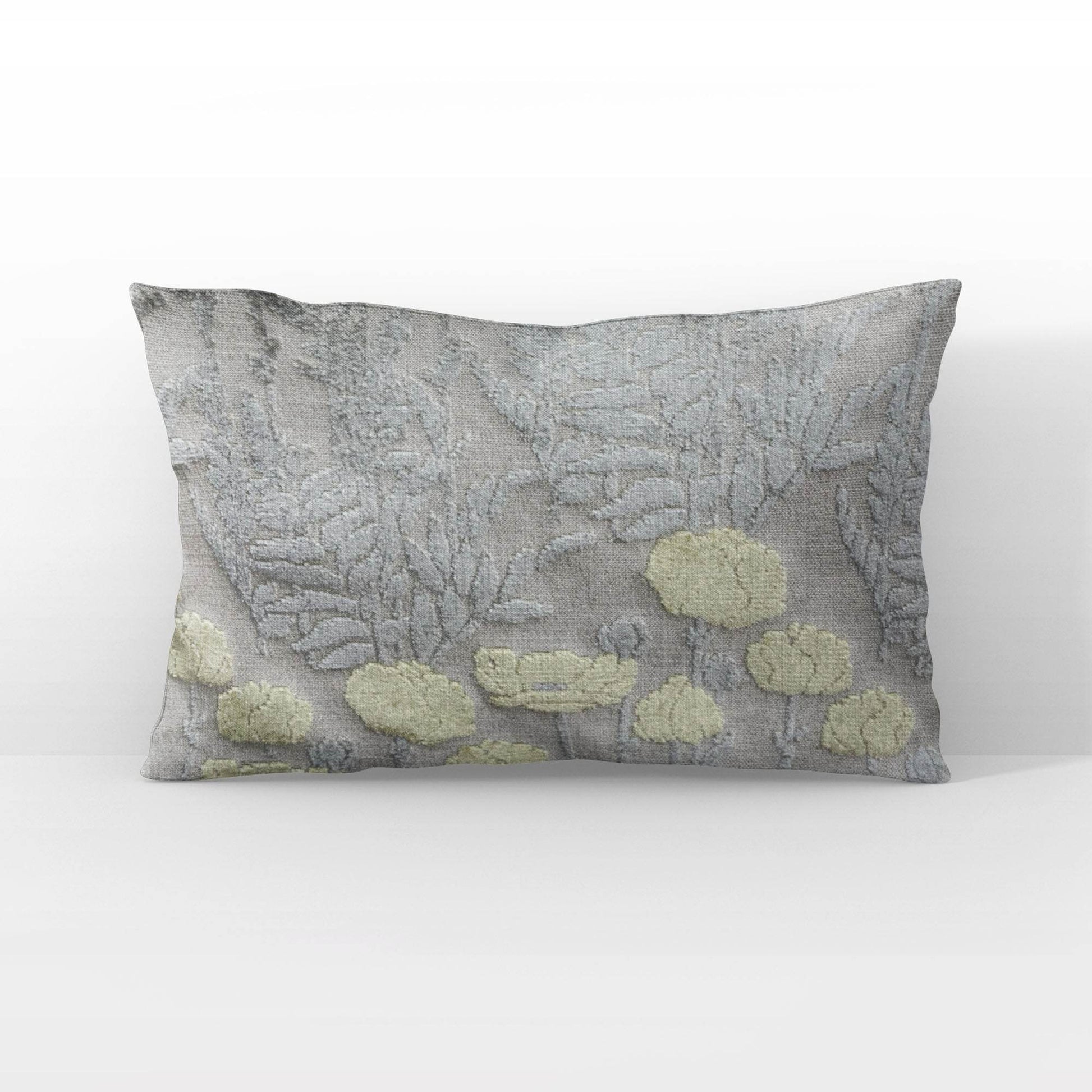 Plutus Enchanted Rose Floral Yellow Gray Velvet Luxury Throw Pillow - Plutus Brands