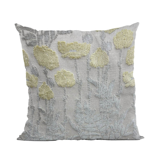 Plutus Enchanted Rose Floral Yellow Gray Velvet Luxury Throw Pillow - Plutus Brands