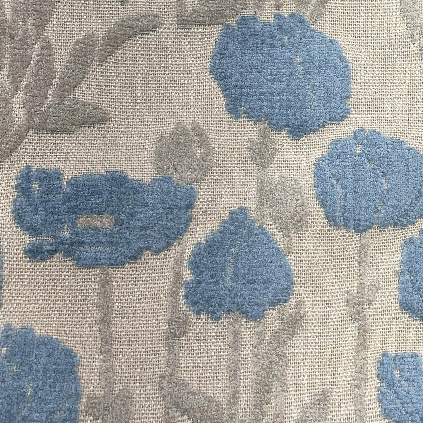 Plutus Enchanted Rose Floral Blue Gray Velvet Luxury Throw Pillow - Plutus Brands