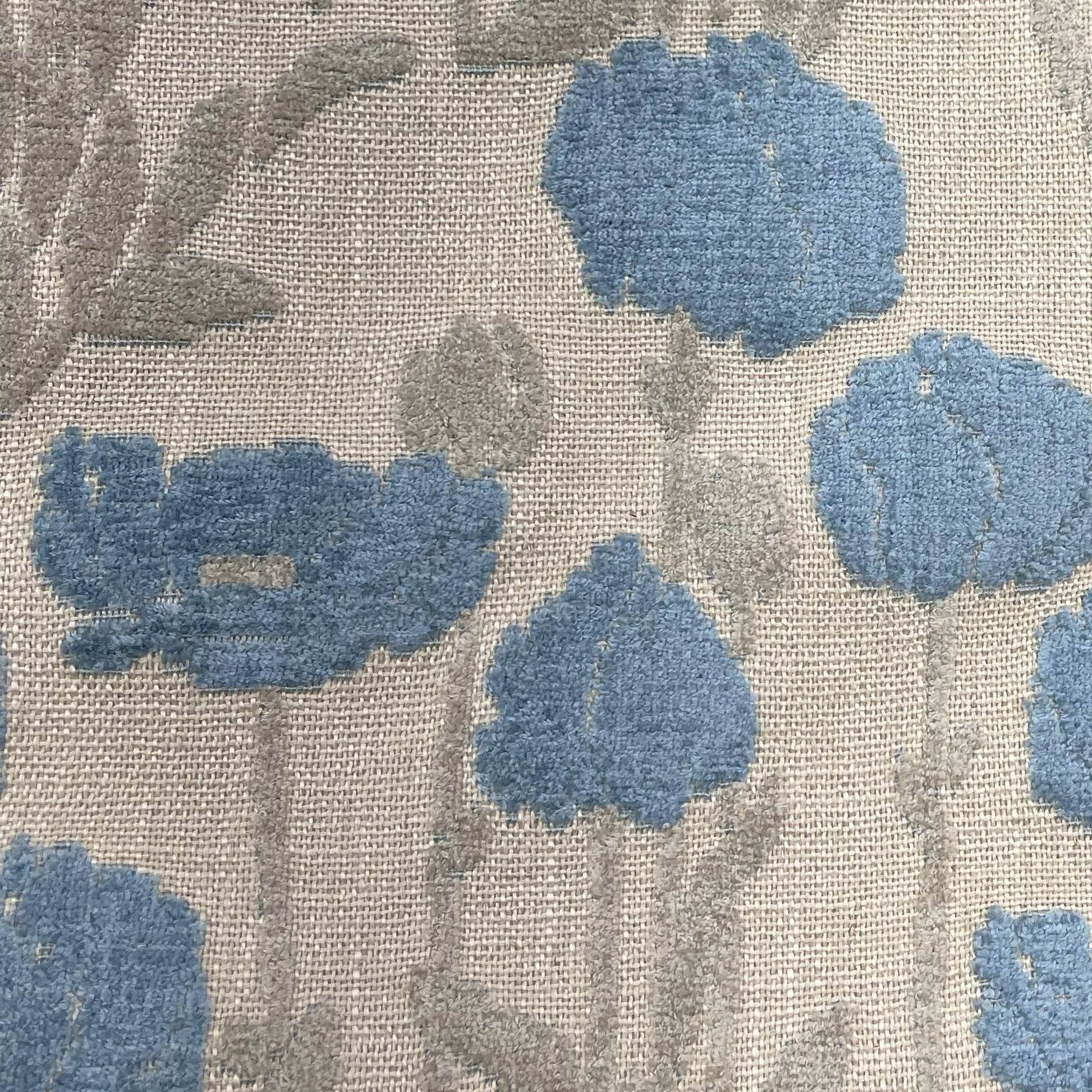 Plutus Enchanted Rose Floral Blue Gray Velvet Luxury Throw Pillow - Plutus Brands