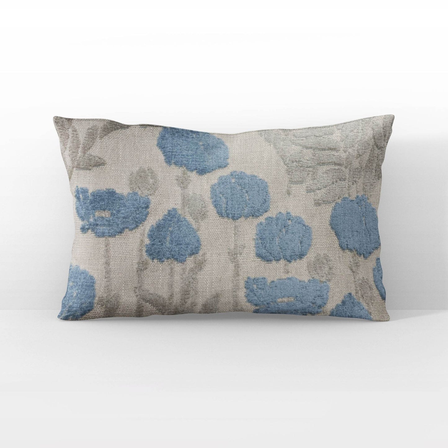 Plutus Enchanted Rose Floral Blue Gray Velvet Luxury Throw Pillow - Plutus Brands