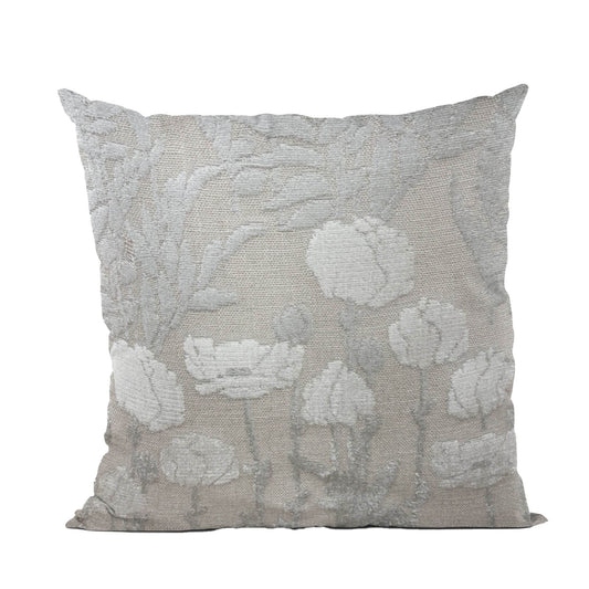 Plutus Enchanted Rose Floral White Gray Velvet Luxury Throw Pillow - Plutus Brands