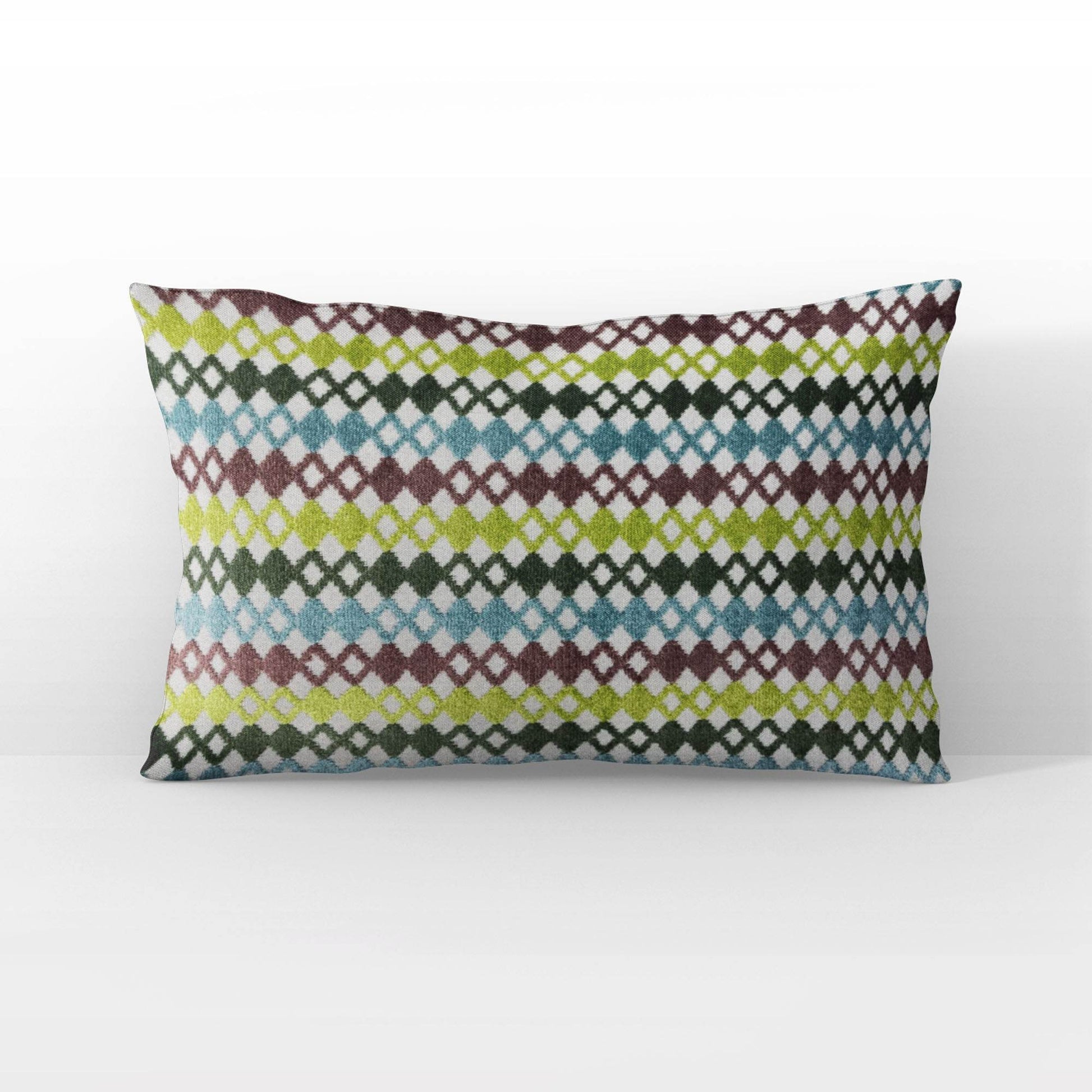 Plutus Grand Manor Stripe Green Blue Purple Velvet Luxury Throw Pillow - Plutus Brands