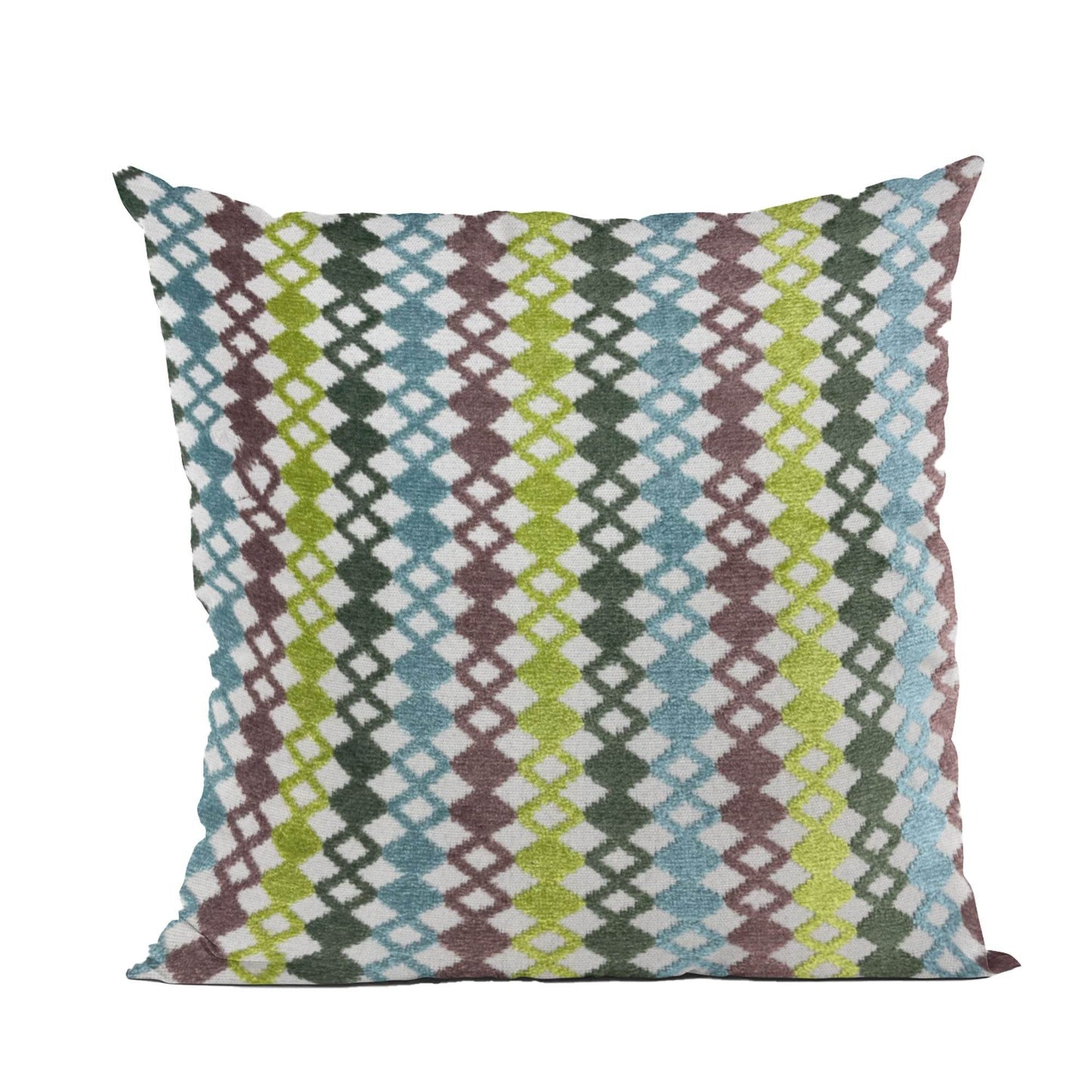 Plutus Grand Manor Stripe Green Blue Purple Velvet Luxury Throw Pillow - Plutus Brands