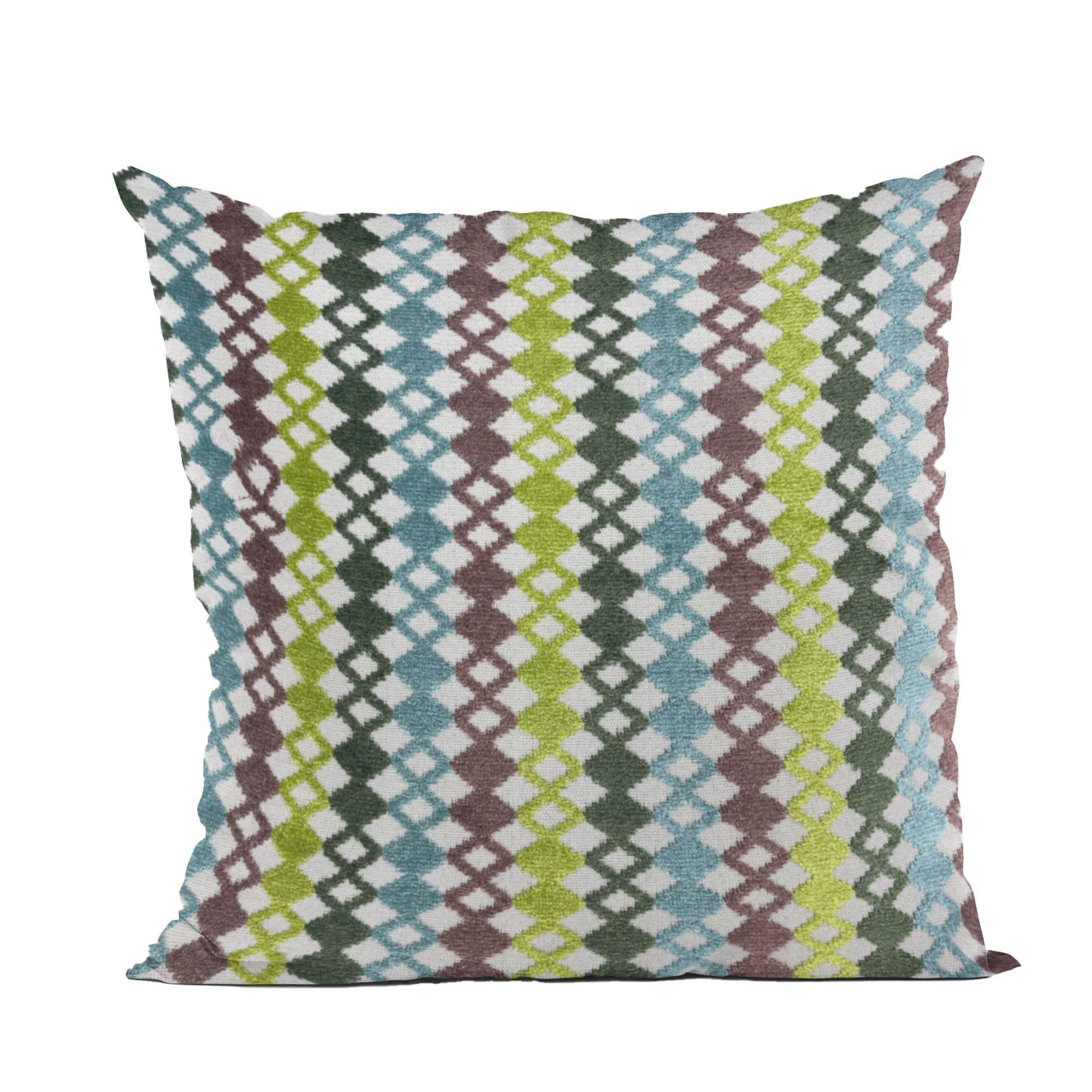 Plutus Grand Manor Stripe Green Blue Purple Velvet Luxury Throw Pillow - Plutus Brands