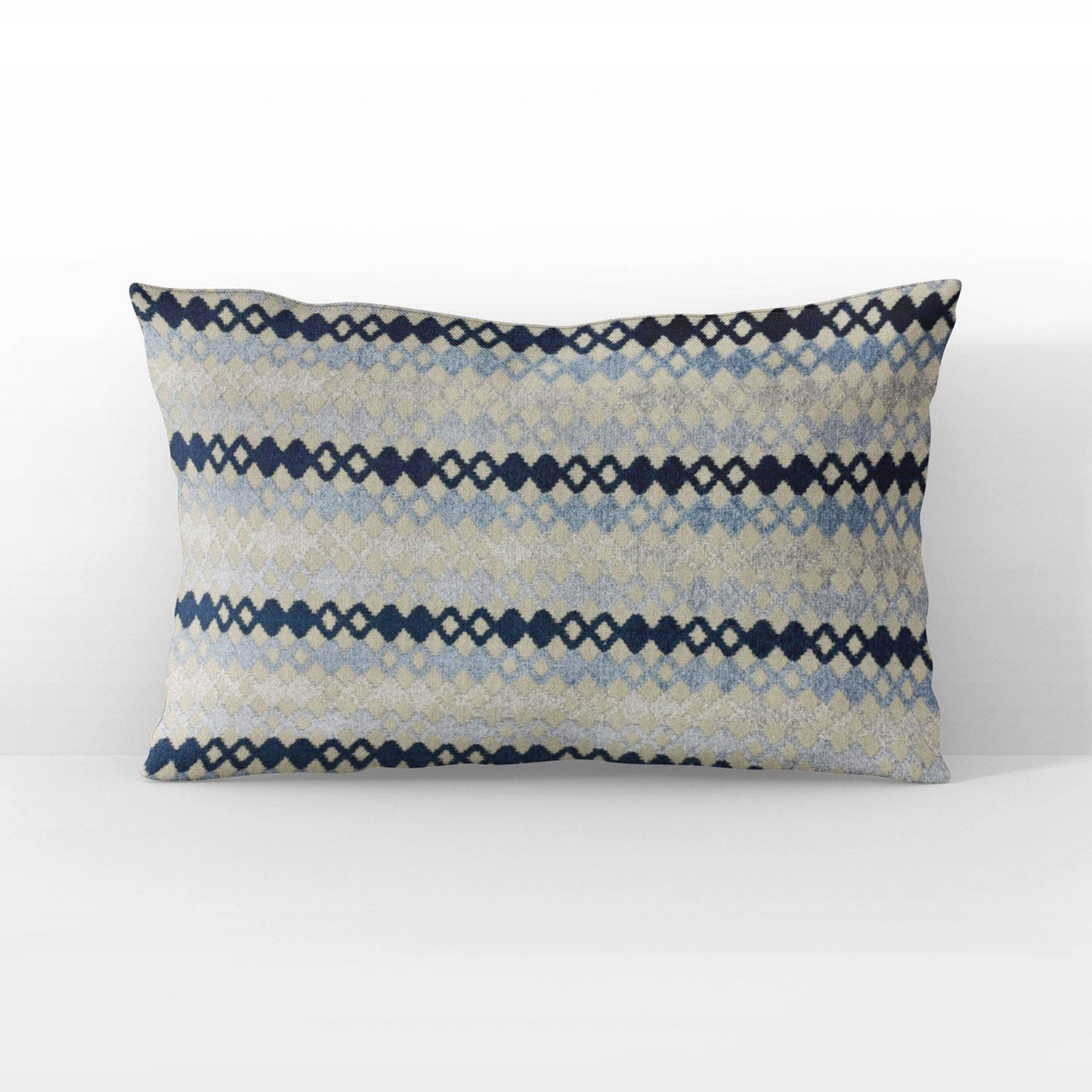 Plutus Grand Manor Stripe Blue Navy Gray Velvet Luxury Throw Pillow - Plutus Brands