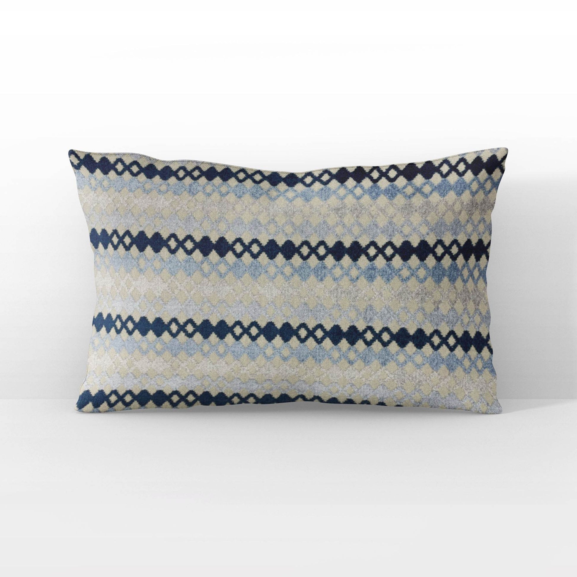 Plutus Grand Manor Stripe Blue Navy Gray Velvet Luxury Throw Pillow - Plutus Brands