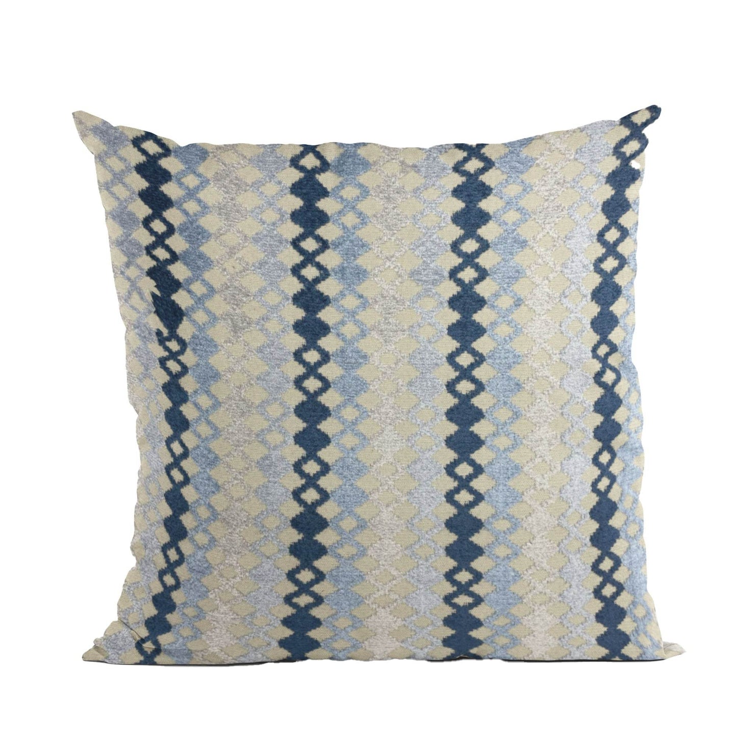 Plutus Grand Manor Stripe Blue Navy Gray Velvet Luxury Throw Pillow - Plutus Brands