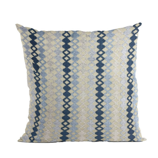 Plutus Grand Manor Stripe Blue Navy Gray Velvet Luxury Throw Pillow - Plutus Brands