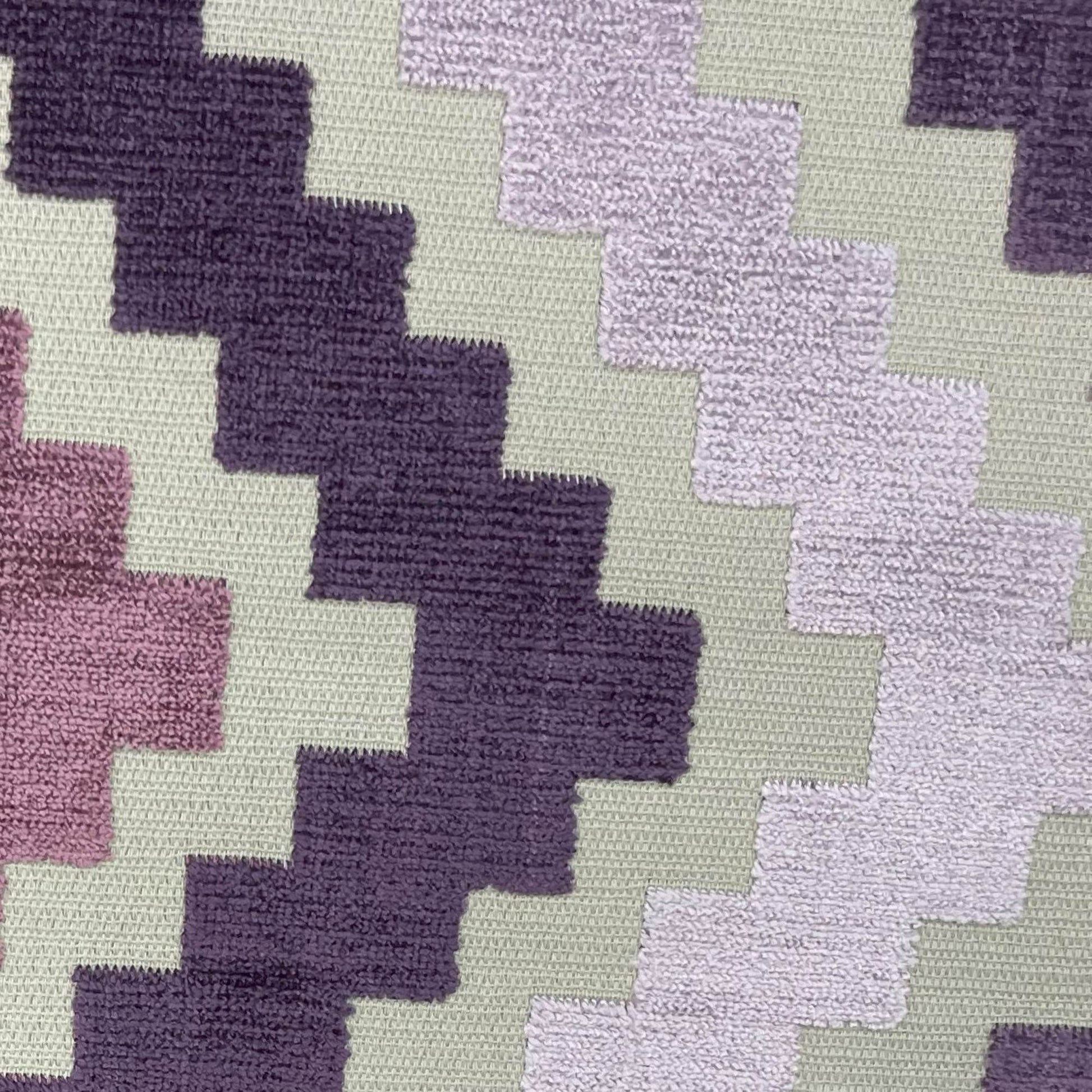 Plutus Opulence Zigzag Stripe Purple Pink Gray Velvet Luxury Throw Pillow - Plutus Brands