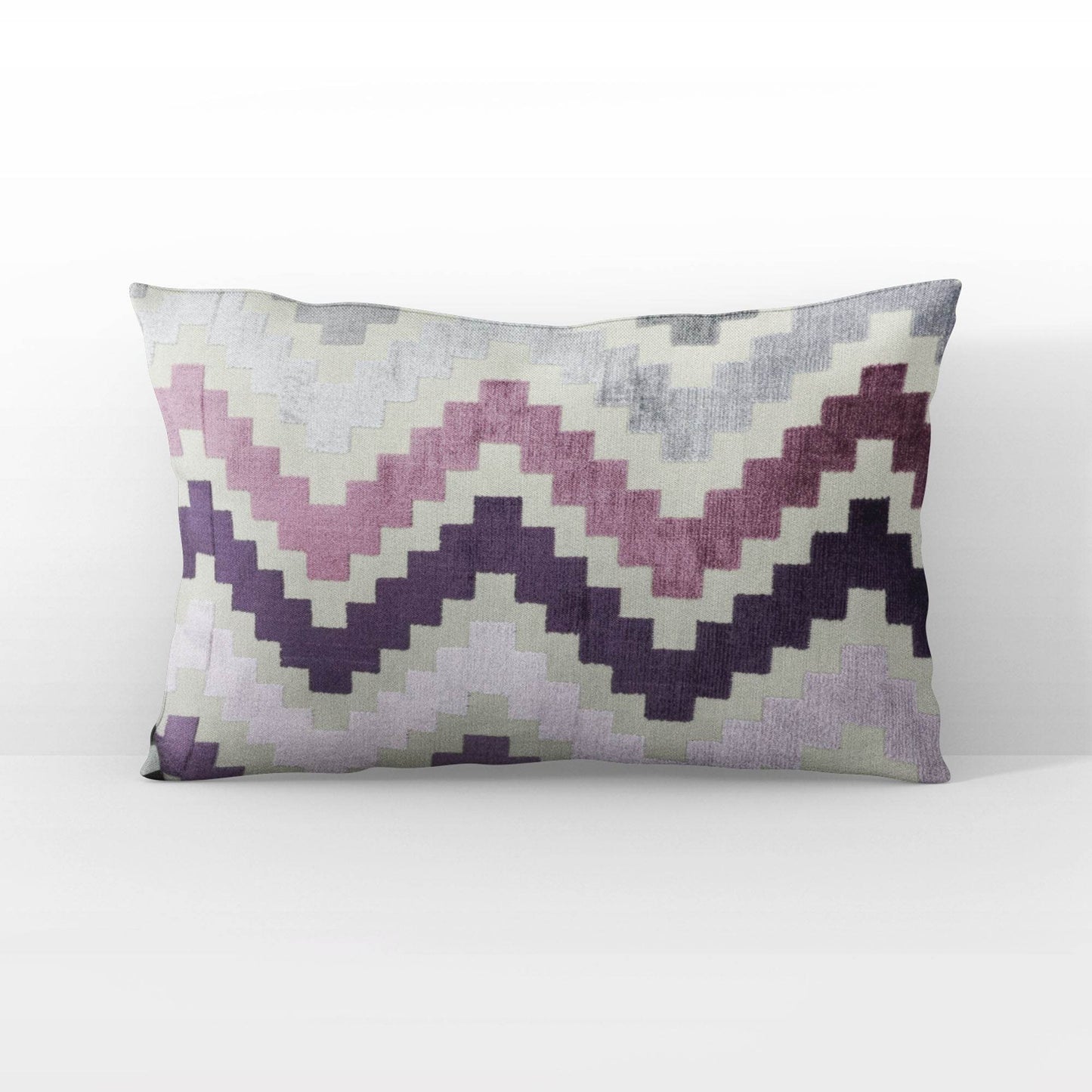 Plutus Opulence Zigzag Stripe Purple Pink Gray Velvet Luxury Throw Pillow - Plutus Brands