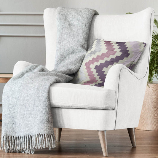 Plutus Opulence Zigzag Stripe Purple Pink Gray Velvet Luxury Throw Pillow - Plutus Brands