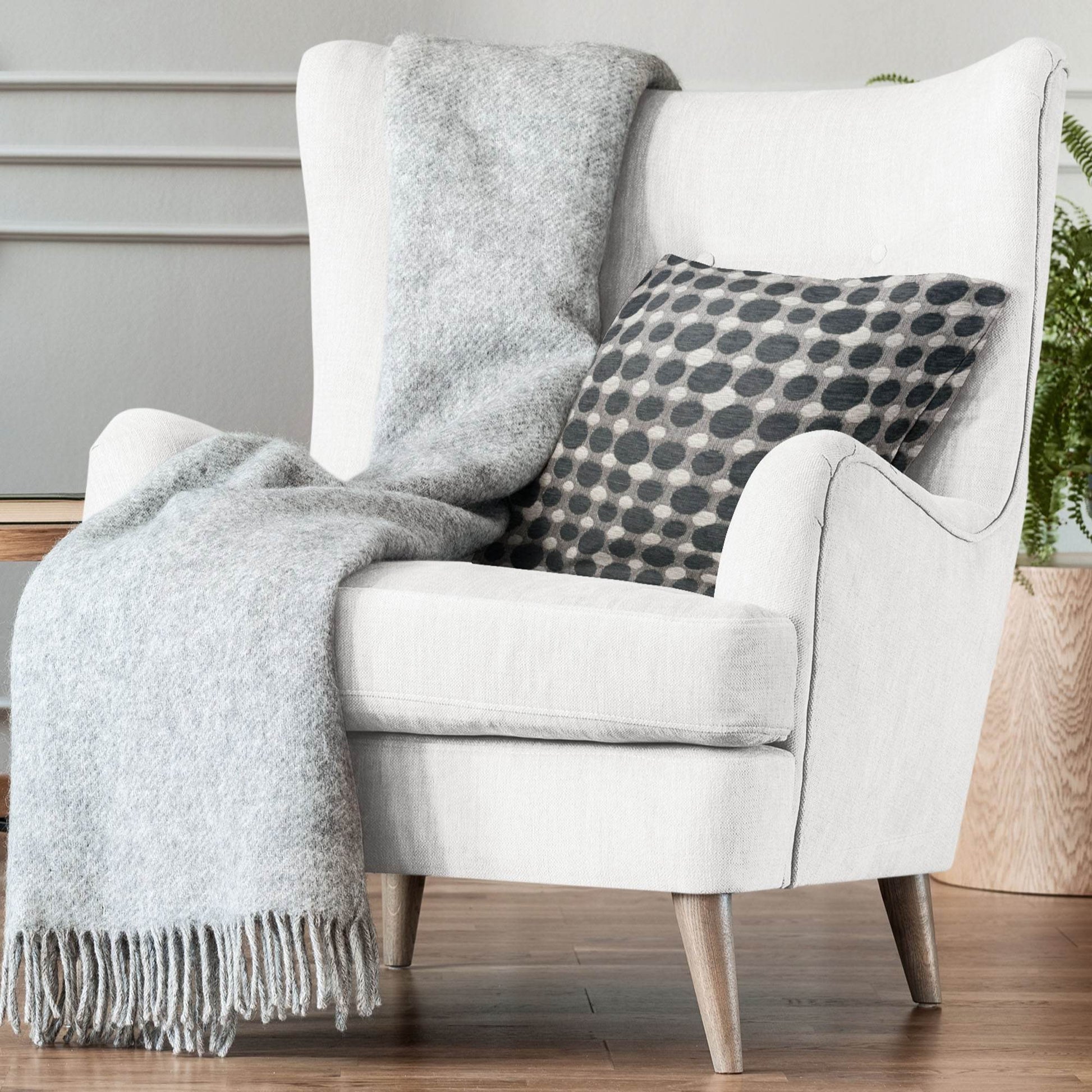 Plutus Majestic Orb Circle Black White Velvet Luxury Throw Pillow - Plutus Brands