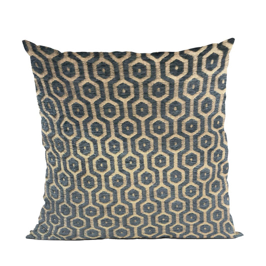 Plutus Geometric Honeycomb Geometric Gold Green Velvet Luxury Throw Pillow - Plutus Brands