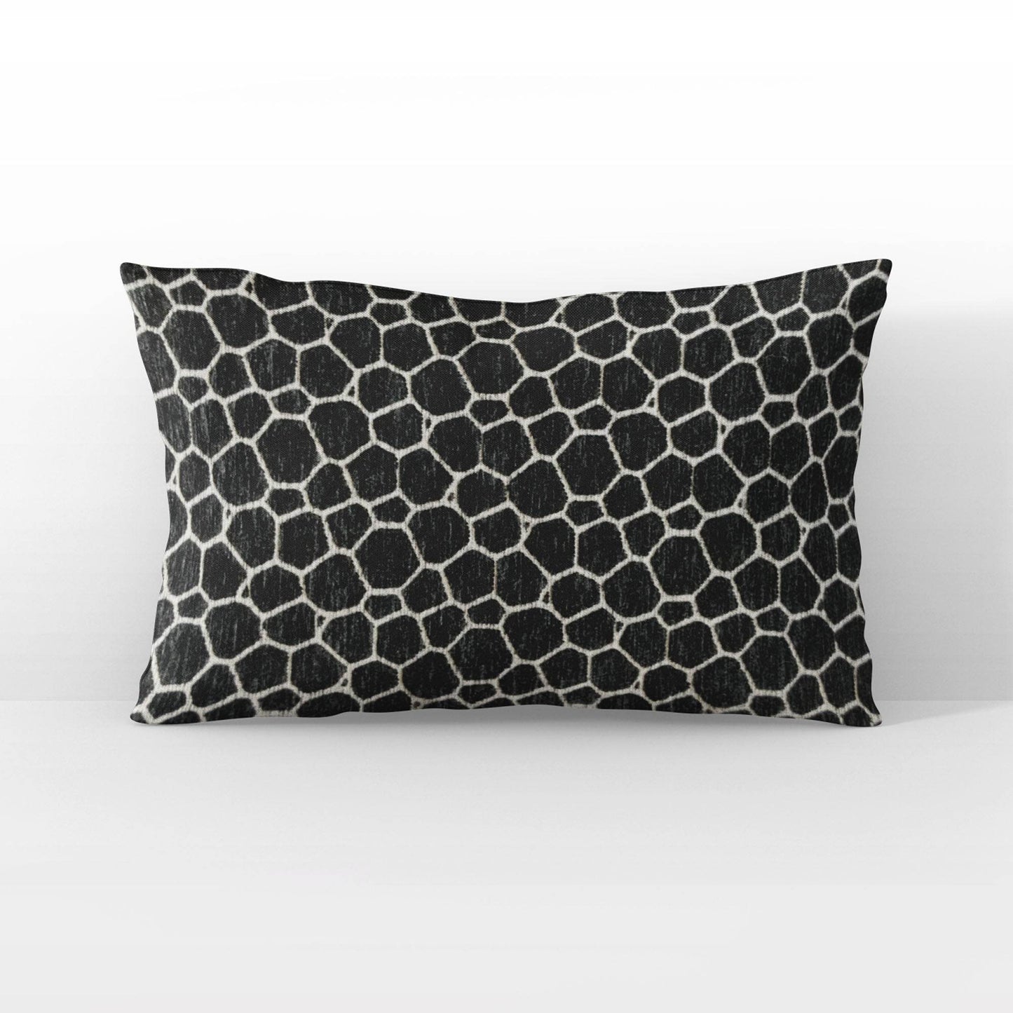 Plutus Opulence Hexagonal Geometric Black White Velvet Luxury Throw Pillow - Plutus Brands