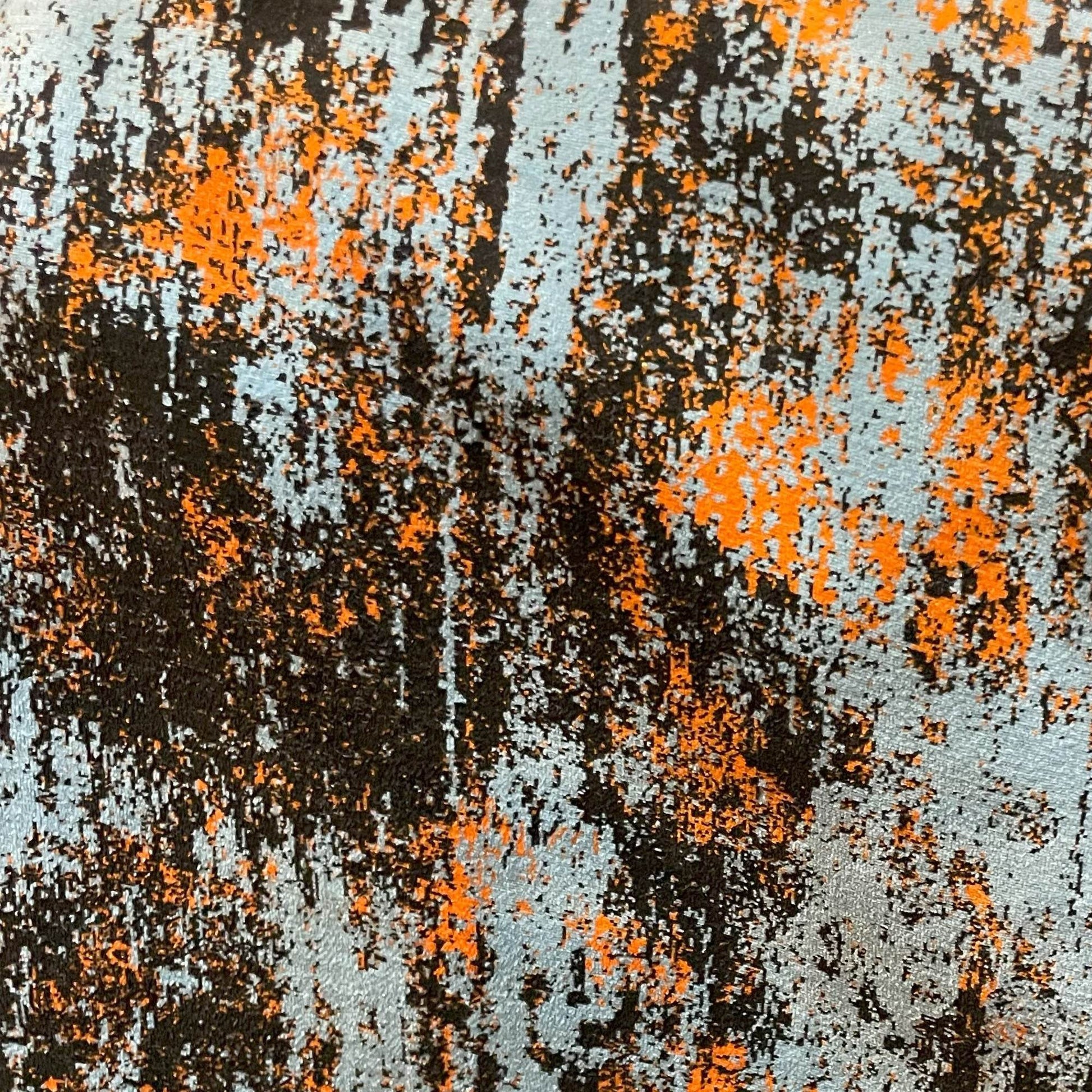 Plutus Weathered Texture iKat Orange Black Velvet Luxury Throw Pillow - Plutus Brands