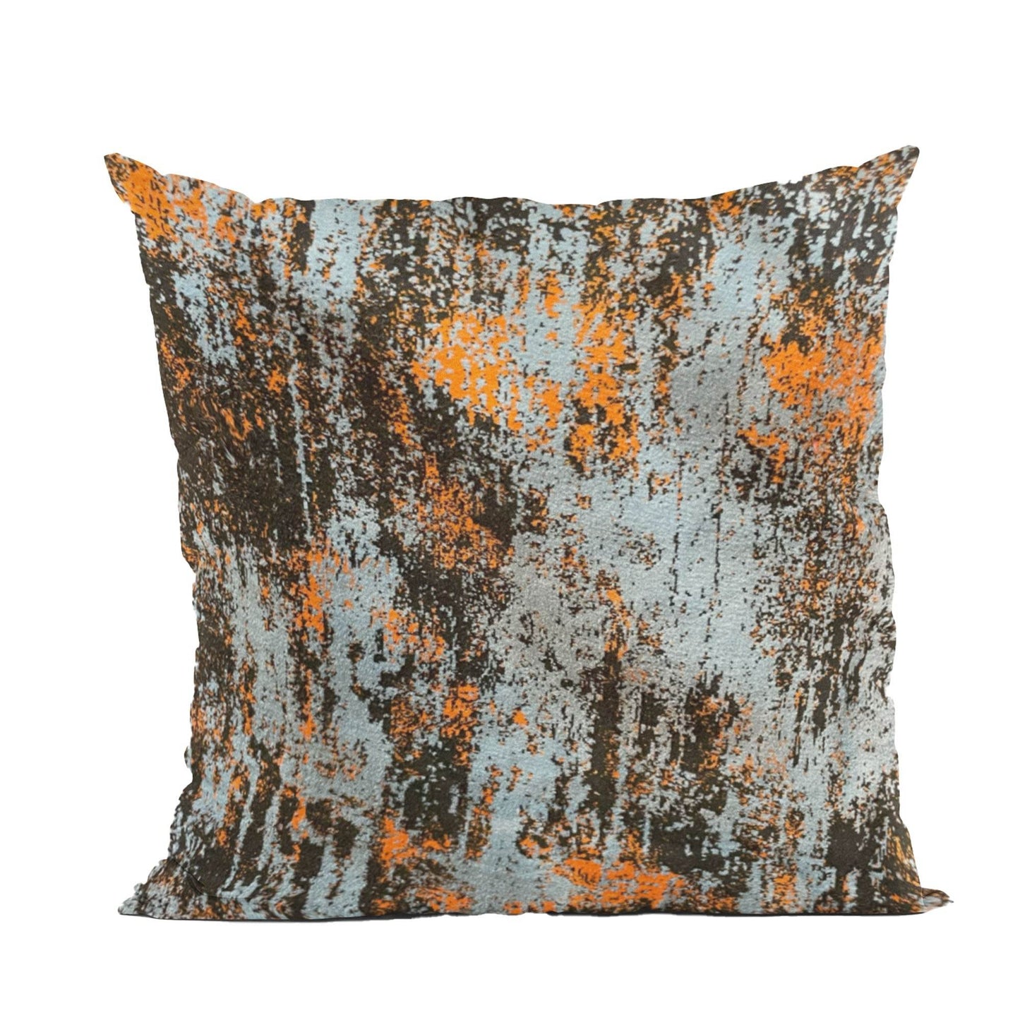 Plutus Weathered Texture iKat Orange Black Velvet Luxury Throw Pillow - Plutus Brands