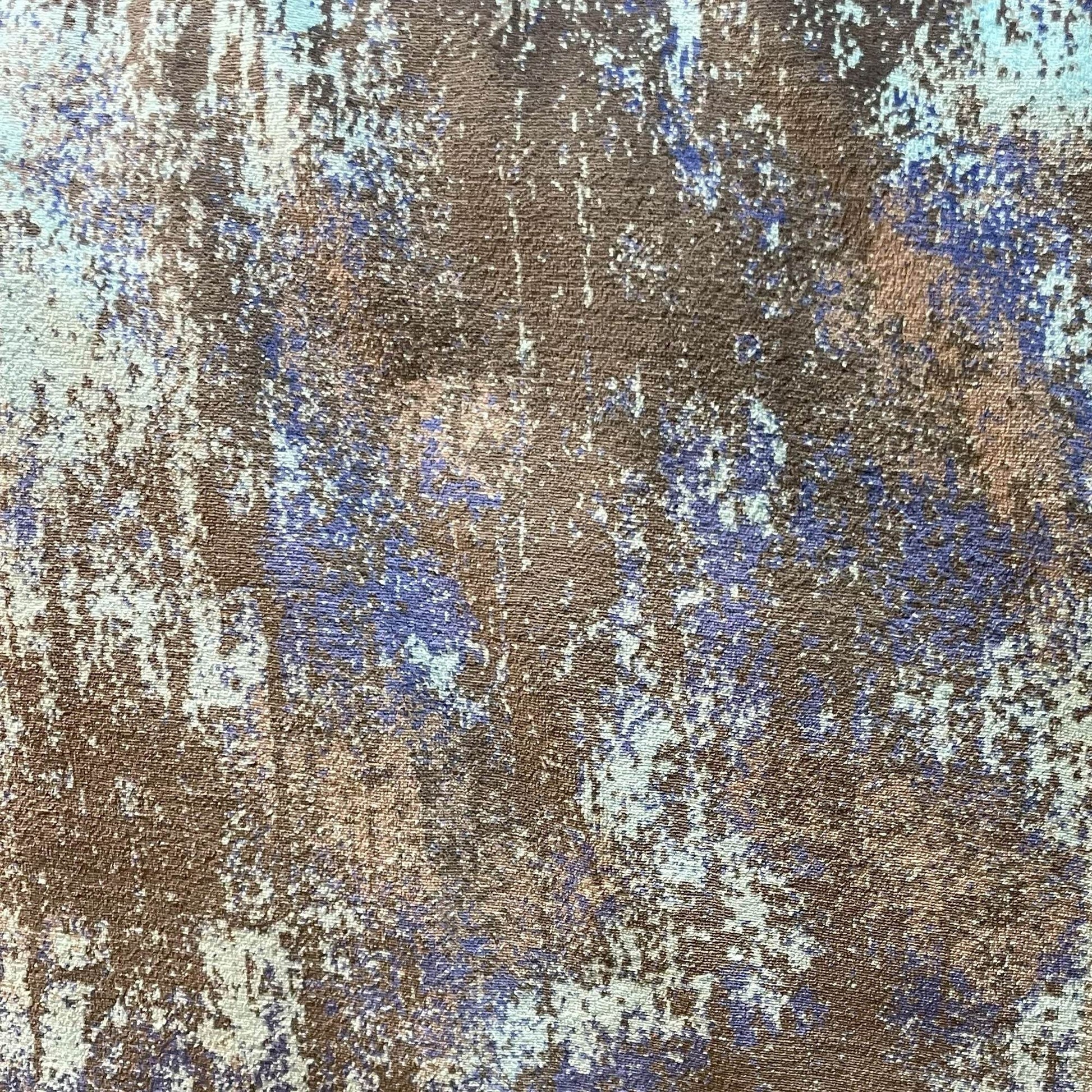 Plutus Weathered Texture iKat Brown Blue Velvet Luxury Throw Pillow - Plutus Brands