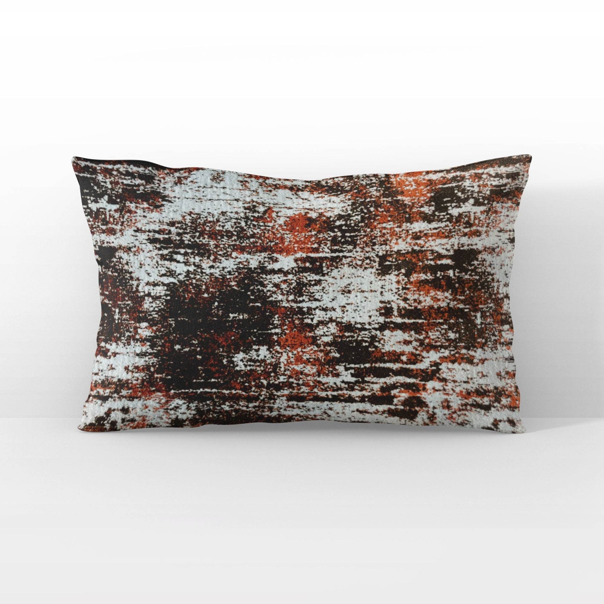 Plutus Weathered Texture iKat Red Black Gray Velvet Luxury Throw Pillow - Plutus Brands