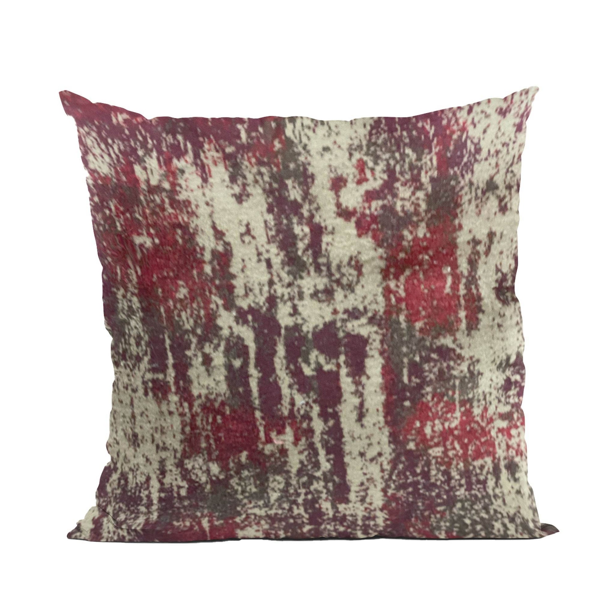 Plutus Weathered Texture iKat Red Beige Velvet Luxury Throw Pillow - Plutus Brands