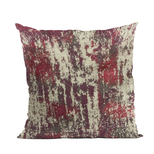 Plutus Weathered Texture iKat Red Beige Velvet Luxury Throw Pillow - Plutus Brands