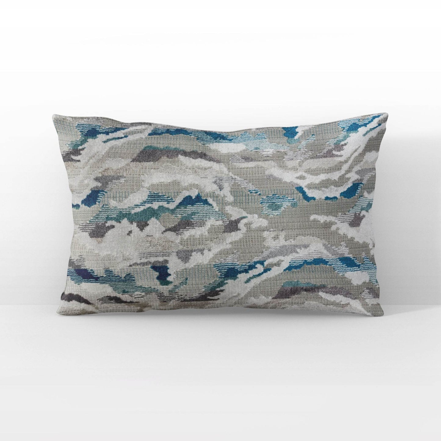 Plutus Glacier Rift iKat Blue Gray Velvet Luxury Throw Pillow - Plutus Brands