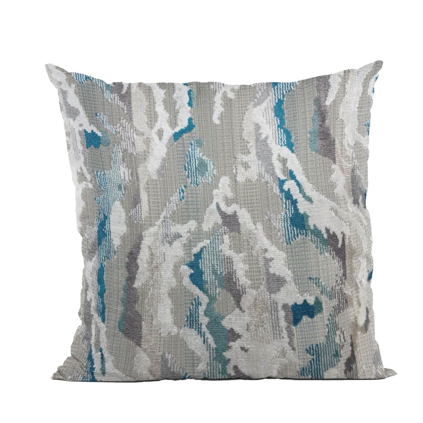 Plutus Glacier Rift iKat Blue Gray Velvet Luxury Throw Pillow - Plutus Brands