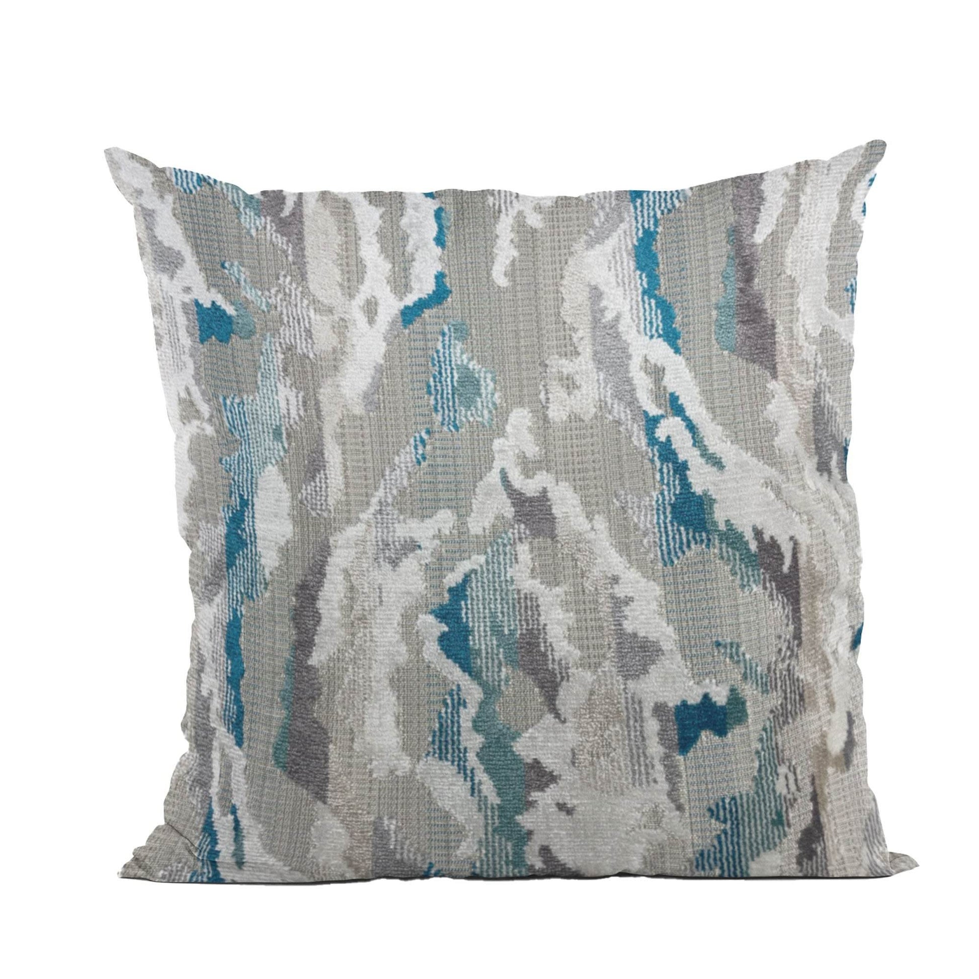 Plutus Glacier Rift iKat Blue Gray Velvet Luxury Throw Pillow - Plutus Brands