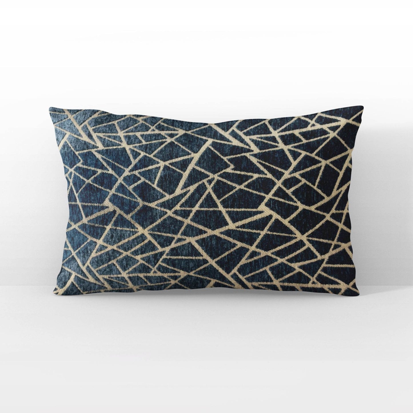 Plutus Shattered Prism Geometric Navy Gold Velvet Luxury Throw Pillow - Plutus Brands