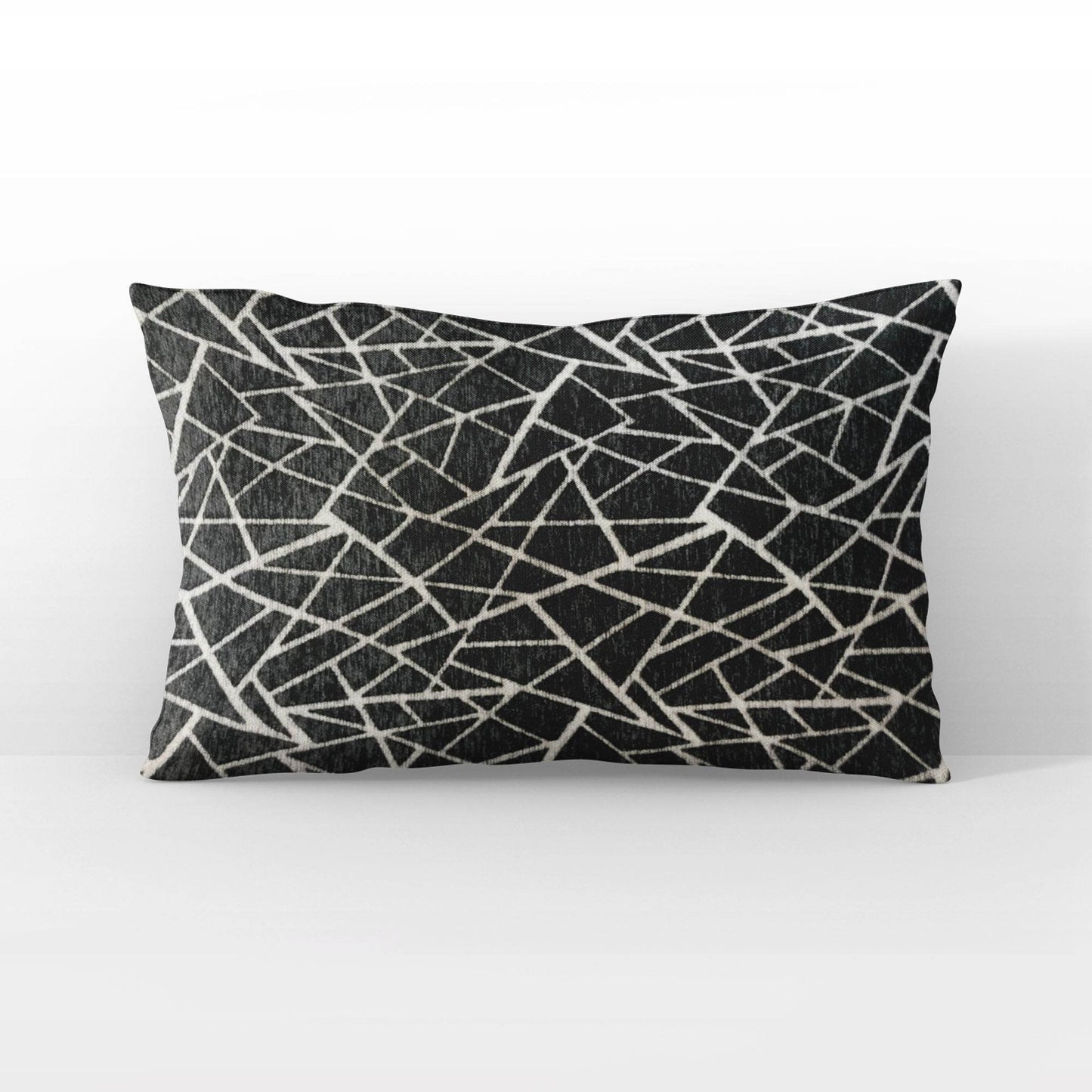 Plutus Shattered Prism Geometric Black White Velvet Luxury Throw Pillow - Plutus Brands