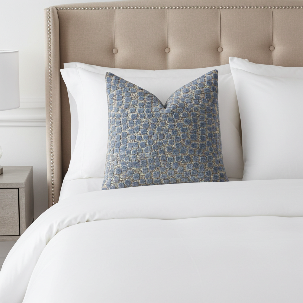 Dusky Gem Blue and Silver Luxury Throw Pillow