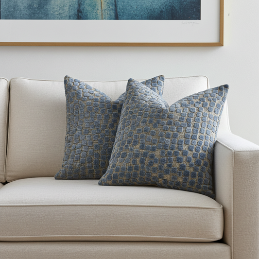 Dusky Gem Blue and Silver Luxury Throw Pillow